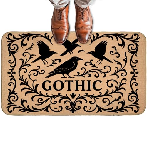 Fußmatte mit Gothic-Krähen für Haustür im Innen- und Außenbereich, rutschfeste Willkommensmatte mit Vintage-Raben und floralem Halloween-Goth, Eingangsteppich für Veranda, Zuhause, Büro, Wohnzimmer Fußmatte mit Gothic-Krähen für Haustür im Innen- und Außenbereich, rutschfeste Willkommensmatte mit Vintage-Raben und floralem Halloween-Goth, Eingangsteppich für Veranda, Zuhause, Büro, Wohnzimmer von Turamurra