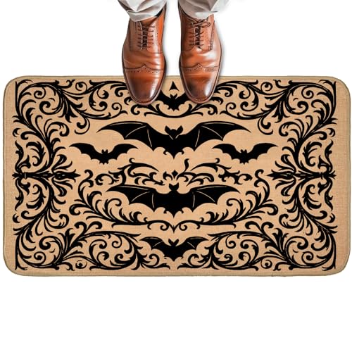 Turamurra Fußmatte mit Gothic-Fledermaus-Design, rutschfeste Willkommensmatte mit Halloween-Goth, Eingangsteppich für Veranda, Zuhause, Büro, Wohnzimmer, Badezimmer, Dekoration, 75 x 43 cm Turamurra Fußmatte mit Gothic-Fledermaus-Design, rutschfeste Willkommensmatte mit Halloween-Goth, Eingangsteppich für Veranda, Zuhause, Büro, Wohnzimmer, Badezimmer, Dekoration, 75 x 43 cm von Turamurra