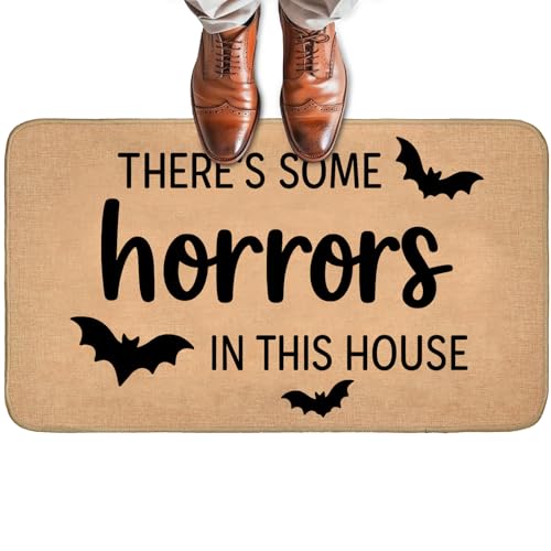 Turamurra Lustige Halloween-Fußmatte für Haustür im Innen- und Außenbereich, rutschfeste Willkommensmatte mit rustikalem, gruseligem Fledermaus, Gothic, Eingangsteppich für Veranda, Zuhause, Büro von Turamurra