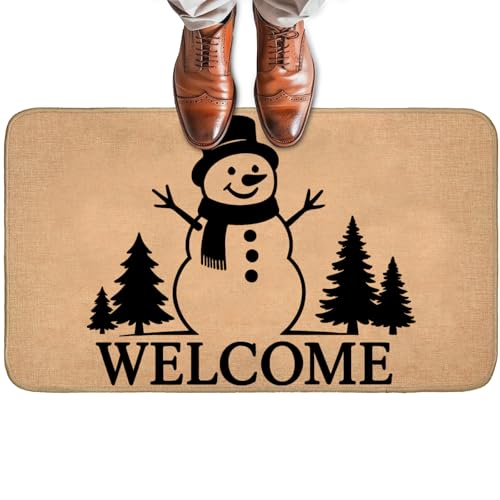 Turamurra Weihnachtliche Schneemann-Fußmatte für Haustür im Innen- und Außenbereich, rutschfeste Willkommensmatte mit Bauernhaus, festlicher Urlaub, Eingangsteppich für Veranda, Zuhause, Büro Turamurra Weihnachtliche Schneemann-Fußmatte für Haustür im Innen- und Außenbereich, rutschfeste Willkommensmatte mit Bauernhaus, festlicher Urlaub, Eingangsteppich für Veranda, Zuhause, Büro von Turamurra