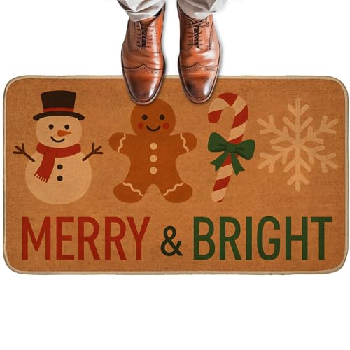 Weihnachtliche Fußmatte für Haustür im Innen- und Außenbereich, rutschfeste Willkommensmatte mit Schneemann, Lebkuchen- und Zuckerstangen-Design, Eingangsteppich für Veranda, Zuhause, Büro, Wohnzimmer Weihnachtliche Fußmatte für Haustür im Innen- und Außenbereich, rutschfeste Willkommensmatte mit Schneemann, Lebkuchen- und Zuckerstangen-Design, Eingangsteppich für Veranda, Zuhause, Büro, Wohnzimmer von Turamurra