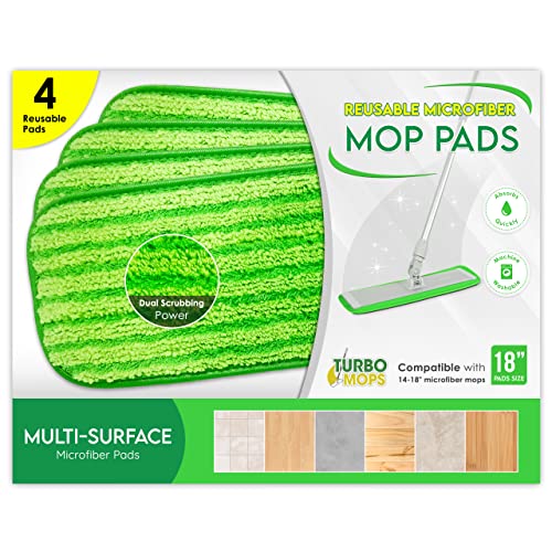 Turbo Microfiber Bodenwischer Ersatzbezug - 4 Stück Mikrofaser Ersatzbezüge für 46 Wischmopp und Sprühwischer - Wischbezug Reinigungs Pads für Parkett, Laminat, Fliesen - Waschbar und nachhaltig von Turbo Microfiber