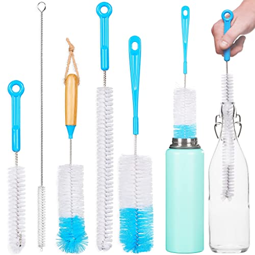 Turbo Microfiber Flaschenbürste 5er Set – 2X Flaschenbürste Lang u. Dick, 3X Flaschenbürste Dünn - Inkl. Strohhalm Reinigungsbürste - Spülbürste für Trinkflaschen, Glasflaschen, Babyflaschen usw von Turbo Microfiber