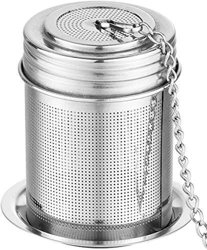 TurboEU Edelstahl Teefilter mit Deckel Abtropfschale, Teeei Teesieb für Losen Tee (Mittel) von TurboEU