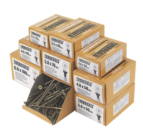TurboGold Trade Pack Holzschrauben 1400 Stücke von Bhgytec