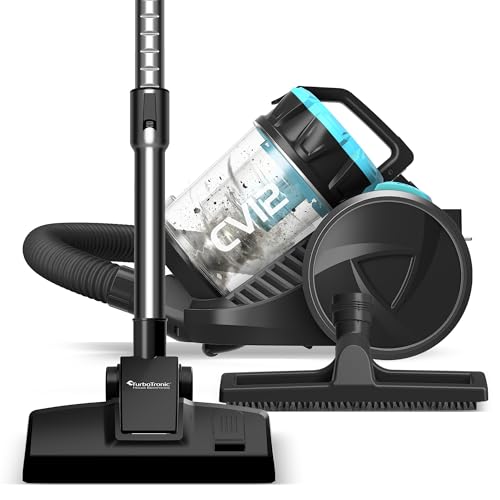 TurboTronic Zyklon Staubsauger CV12 - starker Bodenstaubsauger 18kPa Saugkraft 700W ohne Beutel + Parkettdüse 2X HEPA Filter Kleiner Trockensauger für Parkett Tierhaare Hundehaare beutellos blau von TurboTronic By Z-LINE