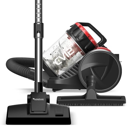 TurboTronic Zyklon Staubsauger CV12 - starker Bodenstaubsauger 18kPa Saugkraft 700W ohne Beutel + Parkettdüse 2X HEPA Filter Kleiner Trockensauger für Parkett Tierhaare Hundehaare beutellos rot von TurboTronic By Z-LINE
