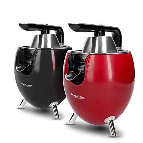 TurboTronic/Zitruspresse elektrisch/schwarz, rot / 300W, Saftpresse mit 2 Presskegeln, Edelstahlfilter und Hebelarm, Orangenpresse, Juicer Rot (Schwarz) von TurboTronic By Z-LINE