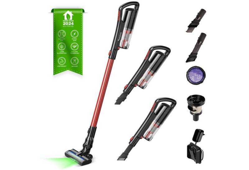 TurboTronic by Z-Line Akku-Hand-und Stielstaubsauger 120 Watt TurboTronic 11 kpA mit Laser Stiel Kabellos Staubsauger Rot, 120 W, beutellos, mit MIF Filter 11kPA Zyklon Technologie Stabstaubsauger Bodensauger TurboTronic by Z-Line Akku-Hand-und Stielstaubsauger 120 Watt TurboTronic 11 kpA mit Laser Stiel Kabellos Staubsauger Rot, 120 W, beutellos, mit MIF Filter 11kPA Zyklon Technologie Stabstaubsauger Bodensauger von TurboTronic by Z-Line