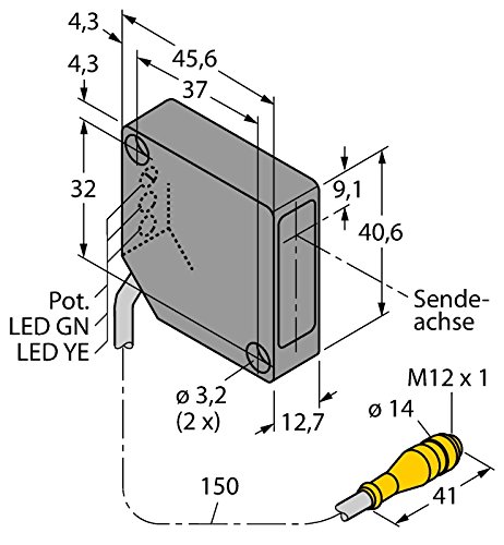 3046289 - PD45VP6C100Q, Opto Sensor Laser-Winkellichttaster von Turck