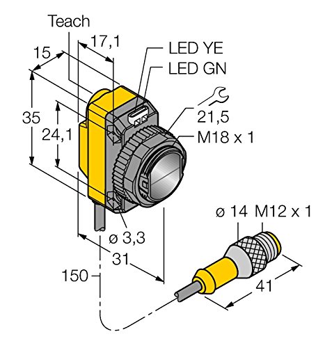 3068855 - QS18EP6CV15Q5, Opto Sensor Winkellichttaster von Turck