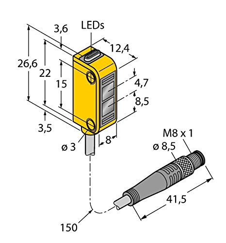 3072120-Q12RB6FF50Q,Opto Sensor Reflexionslichttaster Miniatursensor von Turck
