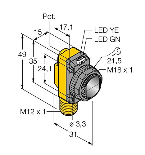 3073246-QS18VP6LLPQ8,Opto Sensor Laser-Reflexionslichtschranke von Turck