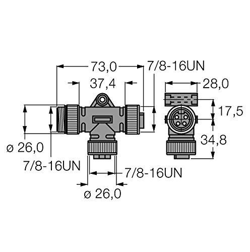 Turck 6602360 - RSV-2RKV48, Zubehör für Feldbussysteme T-Verteiler von Turck