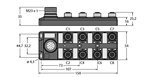 Turck 6611940-TB-8M12-4-CS12T,Passiver Aktuator-/Sensor-Verteiler M12x1 8-fach von Turck