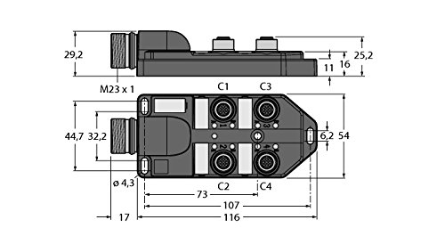 Turck 6611956-TB-4M12-4-CS12H,Passiver Aktuator-/Sensor-Verteiler M12x1 4-fach von Turck