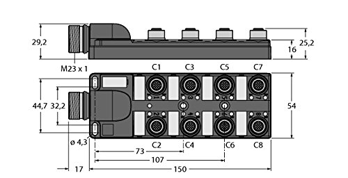 Turck 6611965-TB-8M12-5-CS19H,Passiver Aktuator-/Sensor-Verteiler M12x1 8-fach von Turck