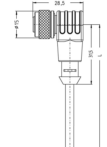 Turck 8039225 - HT-WWAK3-10/S2430,Anschlussleitung Kupplung M12x1,Hochtemperaturfest von Turck