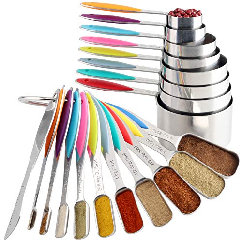 Messbecher und Messlöffelsets Edelstahl Messbecher Löffel und Messlineal Für Trockene und Flüssige Zutaten 19er-Set von Turewin