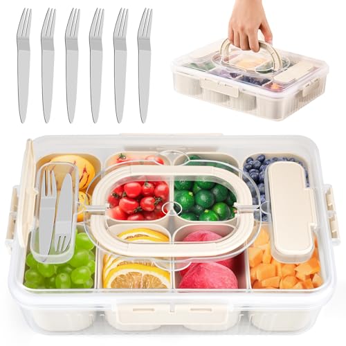 Snackbox mit 8 Fächern Snackschale mit Deckel + 6 Gabeln Snackteller Snack Box Snackdose Snackboxen Boxen Lunchables Schalen Dose Kinder Organizer Behälter Snackbehälter Wiederverwendbar Container Snackbox mit 8 Fächern Snackschale mit Deckel + 6 Gabeln Snackteller Snack Box Snackdose Snackboxen Boxen Lunchables Schalen Dose Kinder Organizer Behälter Snackbehälter Wiederverwendbar Container von Turiueba