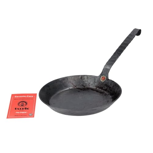 Turk 65526 Eisenpfanne mit flachen Hakenstiel freiform warmgeschmiedet, Durchmesser 26 cm von Turk