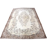 Übergefärbter Beige Teppich, 6x10 Handgeknüpfter Boho Dekor Oushak Wohnzimmer Bodenteppich, Anatolisch Brauner Vintage Teppich von TurkishArtBazaar