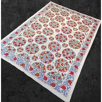 Handgemachte Suzani Tischdecke Granatapfelmuster Wandbehang | 260 X 185 cm von TurkishArtHistory