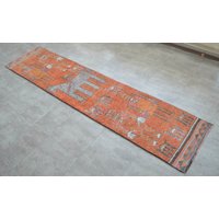 0, 8 X 3 M Teppich Im Stil Der 60Er Jahre Kurzflor Handgeknüpft Läufer Türkisch Primitiv Alien Muster von TurkishKilimsRugs