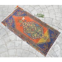 1.9 X 3.5 Ft. Teppich Vorderseite Badezimmer Waschbecken Handgeknüpfter Kleiner Beunruhigt Kurzflor Küche Deko Matte Fasded Eingangsbereich Türmatte von TurkishKilimsRugs