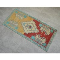 2x10 Teppich Vorderseite Badezimmerteppich Handgeknüpfter Kleiner Yastik Kurzflor Küchenteppich Verblasst Eingangsbereich Rosa 50cm von TurkishKilimsRugs