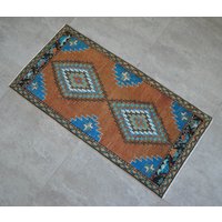 2x3 Teppich Vorderseite Badezimmerteppich Handgeknüpfter Kleiner Yastik Kurzflor Küchenteppich Verblasst Eingangsbereich Rosa 50cm 40cm von TurkishKilimsRugs