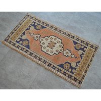 60 X 120 Wollteppich Handgeknüpfter Kleiner Oushak Teppich Im Used-Look Kurzflorteppich Küchenvorleger Badvorleger Miniteppich von TurkishKilimsRugs