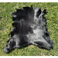 Schwarze Farbe Echtes Steinbockfell, Gegerbtes Hochwertiges Ziegenleder, Leder Zum Basteln, Schwarzes Fell, Helles Weiches Ziegenlederblatt von TurkishLeatherFur