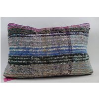 Bank Dekor Kelim Kissen Lendenkissen Bio Wollkissen Boho Deko Türkis 16x24 Kissenbezug Code 1322 von TurkishRugOutlet
