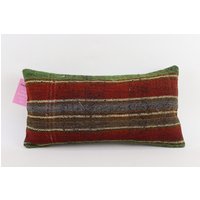 Boho Deko Kissen Kelim Lendenkissen 10x20 Handgemachtes Truthahn Kissenbezug No 1908 von TurkishRugOutlet