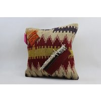 Boho Deko Kissen Lendenkissen 16x16 Gestreift Kelim Truthahnkissen Kissenbezug Code 3103 von TurkishRugOutlet