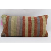Deko Kelim Kissenbezug Bettwäsche Kissen Gestreiftes Home Decor Lendenkissen Sofakissen 10x20 No 1148 von TurkishRugOutlet