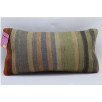 Deko Kelim Kissenbezug Bettwäsche Kissen Gestreiftes Home Dekor Lendenkissen Rustikales Dekokissen 10x20 No 1333 von TurkishRugOutlet