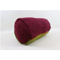 Dekoratives Kelim Kissen Nackenrolle Handgemachte Wolle Handgemachtes Natürliches Wollkissen 8x16 Kissenbezug Code No 127 von TurkishRugOutlet