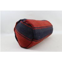 Dekoratives Kelim Kissen Nackenrolle Handgemachte Wolle Handgemachtes Natürliches Wollkissen 8x16 Kissenbezug Code No 159 von TurkishRugOutlet