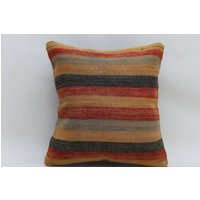 Gestreifter Kelim Kissenbezug Boho Deko Kissen Handgewebt Wolle Bettwäsche Dekokissen Sofakissen 40 X cm No 2210 von TurkishRugOutlet