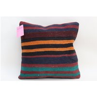 Gestreifter Kelim Kissenbezug Geschenk Sofakissen Handgemachtes Kelimkissen Yogakissen 40 X cm No 2275 von TurkishRugOutlet