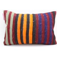 Gestreiftes Kelim Kissen Azteken Ethno Boho Ottomane 16x24 Kissenbezug Code 818 von TurkishRugOutlet