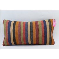 Handarbeit Kelim Kissen Lumbal Liegekissen Türkis Sofa 12x24 Bezug No 1134 von TurkishRugOutlet