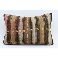 Handgemachtes Kelim Kissen Handgemachte Wolle Türkisch 16x24 Kissenbezug Kode 854 von TurkishRugOutlet