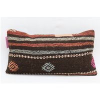 Handgemachtes Kelim Kissen Lumbales Boho Home Decor Truthahnkissen Interior 12x24 Cover No 966 von TurkishRugOutlet