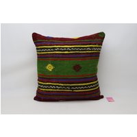 Kelim Kissen Ethno Kilim Azteken Handcraft Gestreiftes 24x24 Kissenbezug No 818 von TurkishRugOutlet