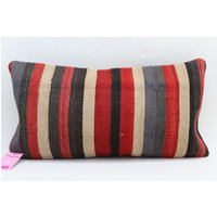 Kelim Kissenbezug Handgemachte Wolle 12x24 Kode 1212 von TurkishRugOutlet