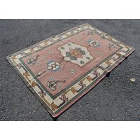 Ausgeblichener Teppich, Rustikaler Naturteppich, Vintage Handgewebter Küchenteppich, Wollteppich, Boho Ra2707 von TurkishRugSupplier