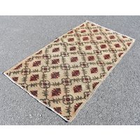 Handgeknüpfter Vintage Teppich, Wollteppich, Kelimteppich, Boho Deko, Wohndeko, Handgeknüpft, 100 X 160 cm Ras0159 von TurkishRugSupplier